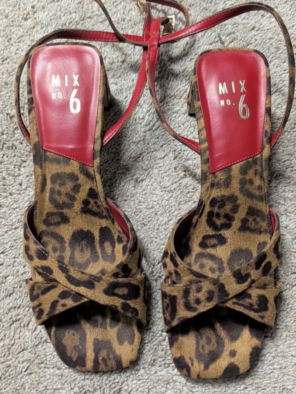 Mix No. 6 Leopard Print Strappy Sandal with Red Insole